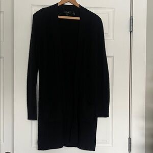 Vince 100% Cashmere Classic Black Open Cardigan